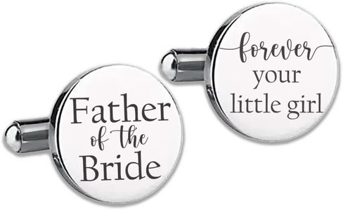 Love, Georgie Father of the Bride, Forever Your Little Girl Cufflinks, Wedding Day Gift for Dad from Daughter, Round Steel or Gold Cufflinks (Gold) in Saudi Arabia