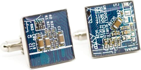 Recycled circuit board cufflinks (dark blue) in Saudi Arabia