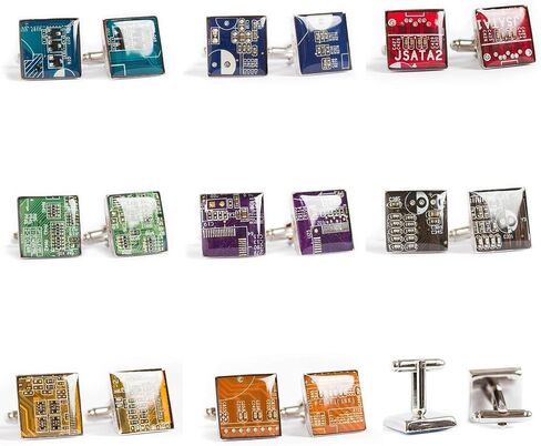 Recycled circuit board cufflinks (dark blue) in Saudi Arabia
