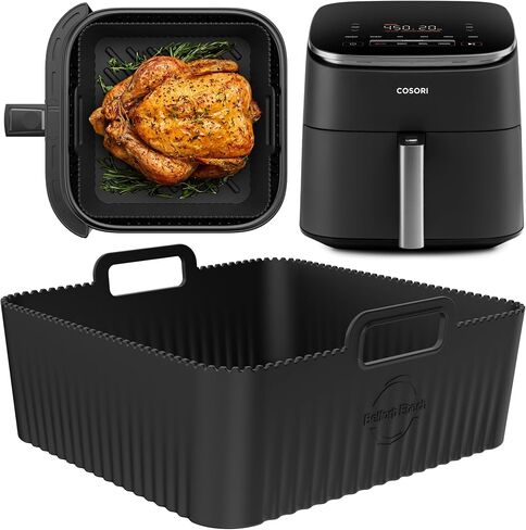 Premium 6Qt Square Air Fryer Liners for Cosori 6Qt Air Fryer, Ninja AF141 & AF181, & Square instant vortex plus 6Qt & 8Qt Air Fryers. Silicone Lines on base for better Air circulation. in Saudi Arabia
