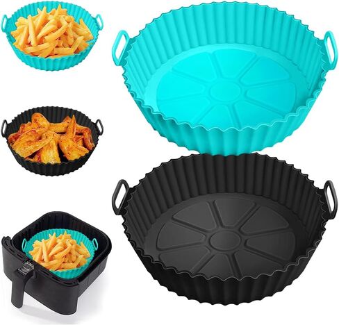 Silicone Air Fryer Liners for Ninja AF101 4QT AF141 5QT AF150 AF161 XL MAX 5.5QT for Ninja Foodi and Most 3-5 Quart Airfryers, Air Fryer Oven Microwave Accessories, Better than Disposable Paper Liner in Saudi Arabia