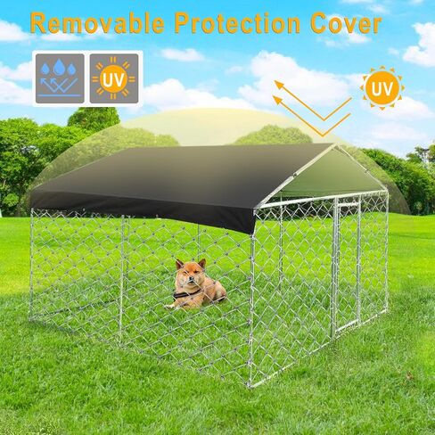 Outdoor Dog Kennel 10x10x6FT, Outdoor Dog Fence for Backyard, Heavy Duty Outdoor Fence Dog Run with Waterproof UV-Resistant Cover in Saudi Arabia