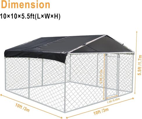 Outdoor Dog Kennel 10x10x6FT, Outdoor Dog Fence for Backyard, Heavy Duty Outdoor Fence Dog Run with Waterproof UV-Resistant Cover in Saudi Arabia