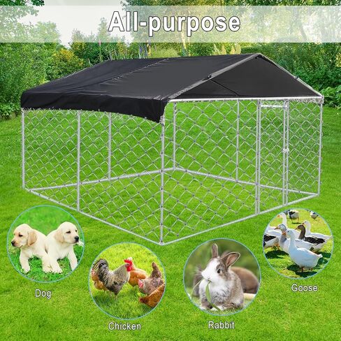 Outdoor Dog Kennel 10x10x6FT, Outdoor Dog Fence for Backyard, Heavy Duty Outdoor Fence Dog Run with Waterproof UV-Resistant Cover in Saudi Arabia