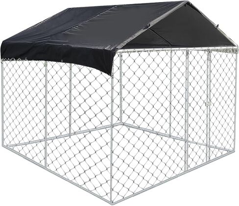 Outdoor Dog Kennel 10x10x6FT, Outdoor Dog Fence for Backyard, Heavy Duty Outdoor Fence Dog Run with Waterproof UV-Resistant Cover in Saudi Arabia