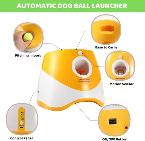 Automatic Dog Ball Launcher, Ball Launcher for small Dogs with 3 Tennis Balls, Interactive Indoor & Outdoor Dog Toys, Dog Ball Thrower Machine (Orange) in Saudi Arabia