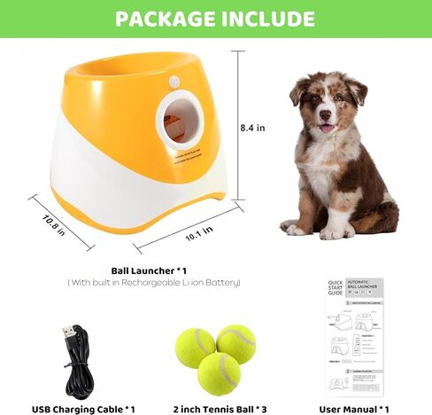 Automatic Dog Ball Launcher, Ball Launcher for small Dogs with 3 Tennis Balls, Interactive Indoor & Outdoor Dog Toys, Dog Ball Thrower Machine (Orange) in Saudi Arabia