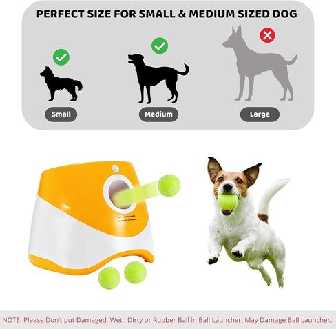 Automatic Dog Ball Launcher, Ball Launcher for small Dogs with 3 Tennis Balls, Interactive Indoor & Outdoor Dog Toys, Dog Ball Thrower Machine (Orange) in Saudi Arabia
