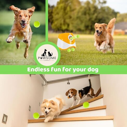 Automatic Dog Ball Launcher, Ball Launcher for small Dogs with 3 Tennis Balls, Interactive Indoor & Outdoor Dog Toys, Dog Ball Thrower Machine (Orange) in Saudi Arabia
