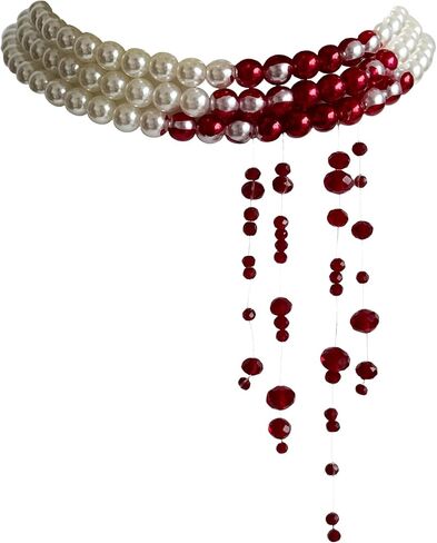 Vampire Bite Dracula's Kiss Blood Drop Three Layers Faux Pearl Necklace in Saudi Arabia