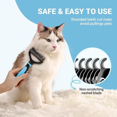MIU COLOR Dog Brush Kit 2PCS, Deshedding Dog Brush & 2 Sided Undercoat Rake for Dogs & Cats, Long Medium Hair Deshedding Tool, Effective Dog Brush Set Removing Knots, Mats, Tangles, Extra Wide in Kuwait