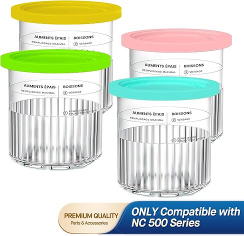 For Ninja Creami Deluxe NC500 NC501 Series Ice Cream Makers, BPA-Free & Dishwasher Safe, 24oz Pints with Lids 4 Pack - Assorted Colors (4, 24 OZ) in Saudi Arabia