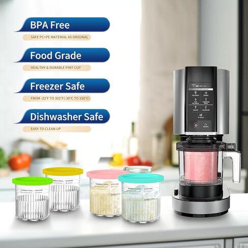 For Ninja Creami Deluxe NC500 NC501 Series Ice Cream Makers, BPA-Free & Dishwasher Safe, 24oz Pints with Lids 4 Pack - Assorted Colors (4, 24 OZ) in Saudi Arabia