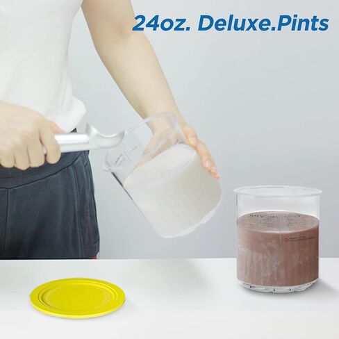 For Ninja Creami Deluxe NC500 NC501 Series Ice Cream Makers, BPA-Free & Dishwasher Safe, 24oz Pints with Lids 4 Pack - Assorted Colors (4, 24 OZ) in Saudi Arabia
