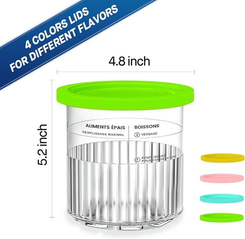 For Ninja Creami Deluxe NC500 NC501 Series Ice Cream Makers, BPA-Free & Dishwasher Safe, 24oz Pints with Lids 4 Pack - Assorted Colors (4, 24 OZ) in Saudi Arabia