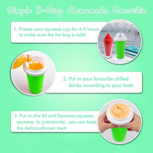 Slushie Maker Cup, Magic Quick Frozen Smoothies Cups for Homemade Milk Shake Ice Cream Maker, Cooling Cup, Double Layer Squeeze Slushy Maker Cups, Birthday Gifts for Kids Mom Dad(Pink) in Kuwait