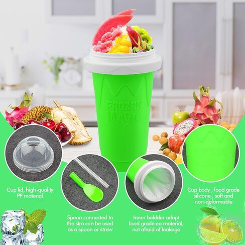 Slushie Maker Cup, Magic Quick Frozen Smoothies Cups for Homemade Milk Shake Ice Cream Maker, Cooling Cup, Double Layer Squeeze Slushy Maker Cups, Birthday Gifts for Kids Mom Dad(Pink) in Kuwait