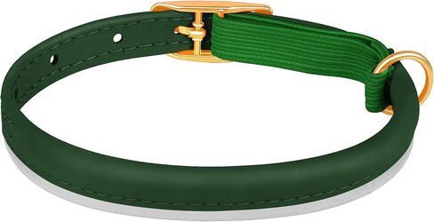 OOPSDOGGY Rolled Leather Cat Collar with Bell - Reflective Kitten Collar with Safety Elastic Strap - Adjustable Small Pet Collars for Boy Girl Cats (Green) in Saudi Arabia