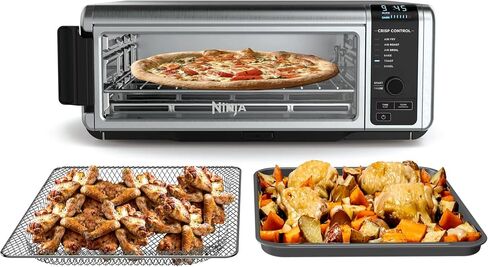 Ninja SP080 Foodi Digital Air Fry Countertop Oven with 6-in-1 Functionality, Flip Up & Away Capability for Storage Space, with Air Fry Basket, Wire Rack, Sheet Pan & Crumb Tray, Silver (Renewed) in Saudi Arabia
