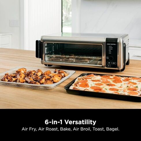 Ninja SP080 Foodi Digital Air Fry Countertop Oven with 6-in-1 Functionality, Flip Up & Away Capability for Storage Space, with Air Fry Basket, Wire Rack, Sheet Pan & Crumb Tray, Silver (Renewed) in Saudi Arabia
