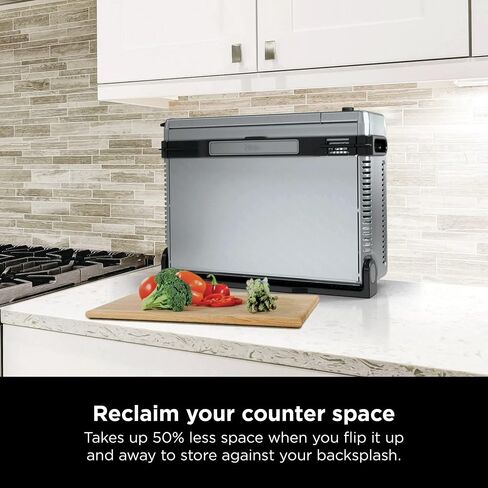 Ninja SP080 Foodi Digital Air Fry Countertop Oven with 6-in-1 Functionality, Flip Up & Away Capability for Storage Space, with Air Fry Basket, Wire Rack, Sheet Pan & Crumb Tray, Silver (Renewed) in Saudi Arabia