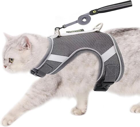 pangdi Cat Harness and Leash Escape Proof Cat Leash for Walking Travel Kitten Harness Service Cat Vest Grey Large in Saudi Arabia