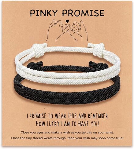 Matching Adjustable Rope Bracelet for Couples, Pinky Promise Bracelet Anniversary Valentines Day Birthday Christmas Gift for Him and Her in Kuwait
