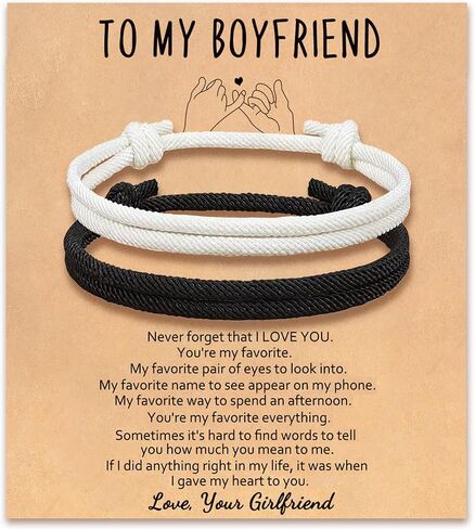 Matching Adjustable Rope Bracelet for Couples, Pinky Promise Bracelet Anniversary Valentines Day Birthday Christmas Gift for Him and Her in Kuwait