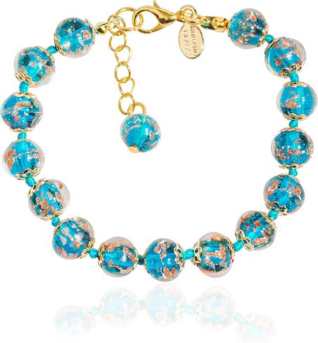 Authentic Murano Glass Bracelet Handmade In Italy Aventurine Glass Beads Hand Blown Glass in Saudi Arabia