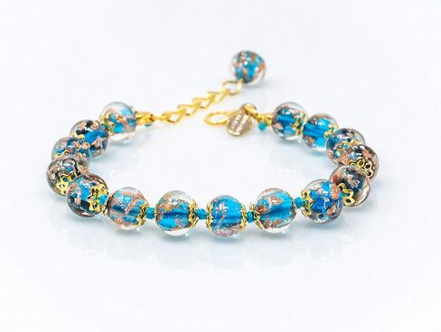 Authentic Murano Glass Bracelet Handmade In Italy Aventurine Glass Beads Hand Blown Glass in Saudi Arabia
