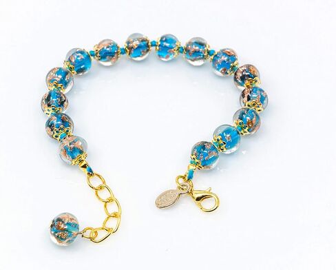 Authentic Murano Glass Bracelet Handmade In Italy Aventurine Glass Beads Hand Blown Glass in Saudi Arabia