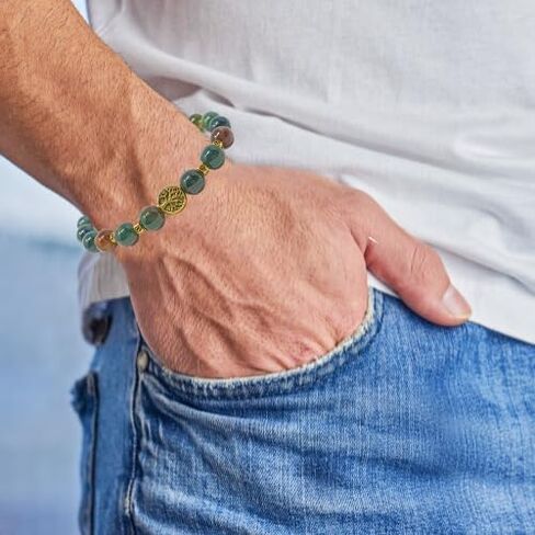 Pyrite Bracelet for Womens, Mens, Teens Gift - Pyrite Crystals and Healing Stones Mens Bracelet - 8mm Round Beaded Bracelets - Stretchy Bracelets for Chakra Protection, Meditation and Healing in Saudi Arabia