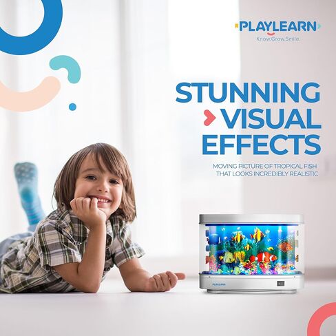 حوض أسماك صغير من Playlearn - حوض أسماك صناعي مع سمكة متحركة - مصباح حوض سمك مزيف - مصباح حسي مثالي in Saudi Arabia