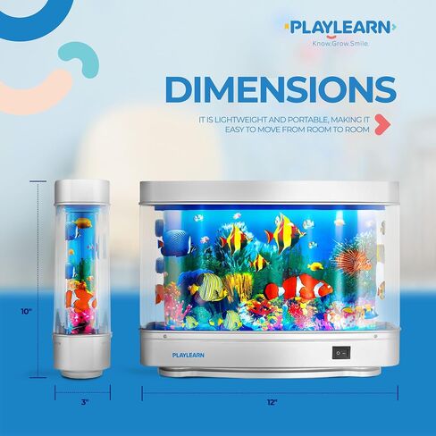 حوض أسماك صغير من Playlearn - حوض أسماك صناعي مع سمكة متحركة - مصباح حوض سمك مزيف - مصباح حسي مثالي in Saudi Arabia