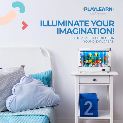حوض أسماك صغير من Playlearn - حوض أسماك صناعي مع سمكة متحركة - مصباح حوض سمك مزيف - مصباح حسي مثالي in Saudi Arabia