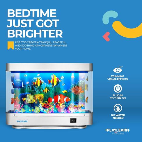 حوض أسماك صغير من Playlearn - حوض أسماك صناعي مع سمكة متحركة - مصباح حوض سمك مزيف - مصباح حسي مثالي in Saudi Arabia