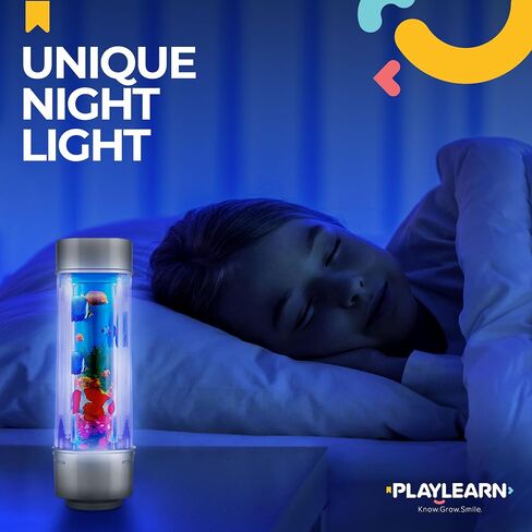 حوض أسماك صغير من Playlearn - حوض أسماك صناعي مع سمكة متحركة - مصباح حوض سمك مزيف - مصباح حسي مثالي in Saudi Arabia