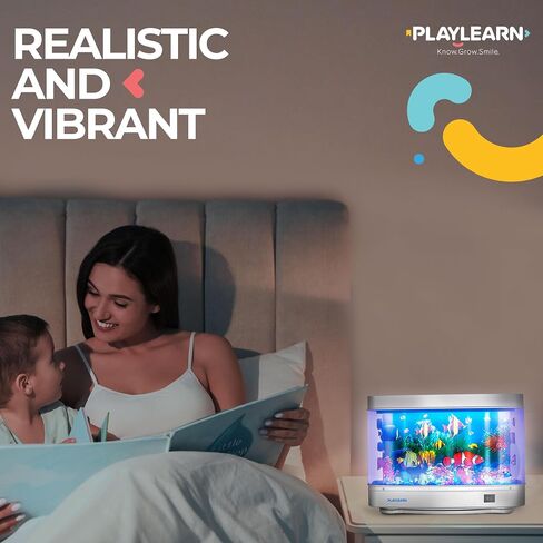 حوض أسماك صغير من Playlearn - حوض أسماك صناعي مع سمكة متحركة - مصباح حوض سمك مزيف - مصباح حسي مثالي in Saudi Arabia