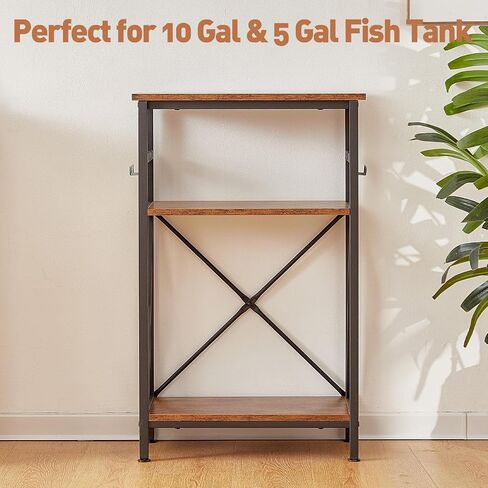 10 Gallon Fish Tank Stand with Shelf, Double Aquarium Stand for 10&5 Gal Fish Tank, 3-Tier Heavy Metal Stand with Stable Structure, Adjustable Table Feet&Anti-tilt Device - White in Saudi Arabia