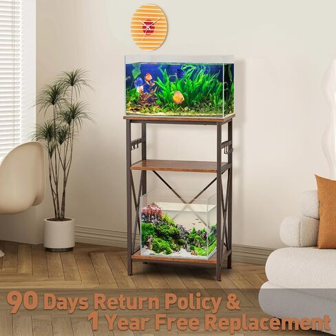 10 Gallon Fish Tank Stand with Shelf, Double Aquarium Stand for 10&5 Gal Fish Tank, 3-Tier Heavy Metal Stand with Stable Structure, Adjustable Table Feet&Anti-tilt Device - White in Saudi Arabia