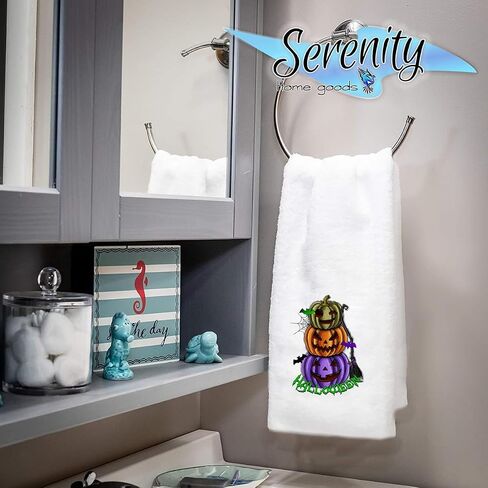 Halloween Decoration | Fall Kitchen Towels | Hand Towels For Bathroom | Pumpkin Decor | Gnome Witch Bat Black Cat Orange | Harvest Thanksgiving Halloween Decorations For Home in Saudi Arabia