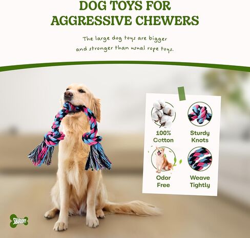 Dog Rope Toy for Large Dogs, Heavy Duty Dog Chew Toys for Aggressive Chewers, Indestructible Dog Toys for Large Dogs, Durable Cotton Tug of War Dog Rope Toys for Medium to Large Breed Teeth Cleaning in Saudi Arabia