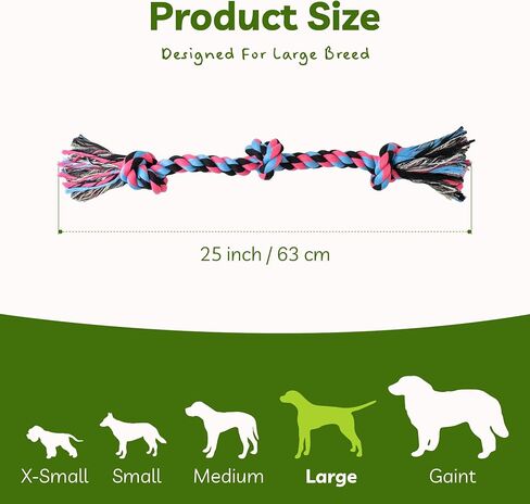 Dog Rope Toy for Large Dogs, Heavy Duty Dog Chew Toys for Aggressive Chewers, Indestructible Dog Toys for Large Dogs, Durable Cotton Tug of War Dog Rope Toys for Medium to Large Breed Teeth Cleaning in Saudi Arabia