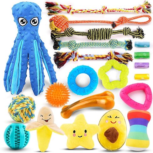 Dog Squeaky Toys Interactive Dog Toys for Aggressive Chewers Tough Rubber Chew Toys for Medium/Large Breed, Indestructible Puppy Chew Toys for Teething (Yellow) in Kuwait