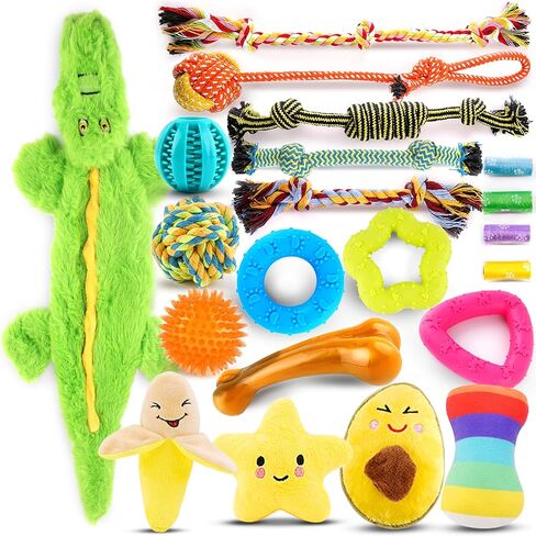 Dog Squeaky Toys Interactive Dog Toys for Aggressive Chewers Tough Rubber Chew Toys for Medium/Large Breed, Indestructible Puppy Chew Toys for Teething (Yellow) in Kuwait