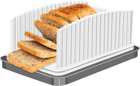 Bread Sicer for Homemade Bread, Adjustable Width Bread Slicer Guide, Foldable and Compact Bread Cutting Guide with Crumb Tray, Suitability for Homemade Bread, Bagels, Cakes in Saudi Arabia