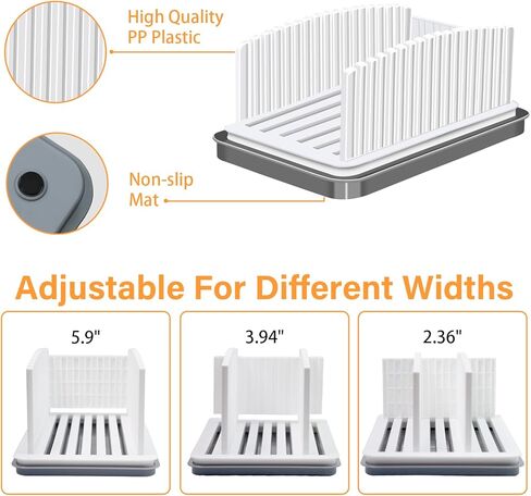 Bread Sicer for Homemade Bread, Adjustable Width Bread Slicer Guide, Foldable and Compact Bread Cutting Guide with Crumb Tray, Suitability for Homemade Bread, Bagels, Cakes in Saudi Arabia