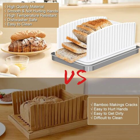 Bread Sicer for Homemade Bread, Adjustable Width Bread Slicer Guide, Foldable and Compact Bread Cutting Guide with Crumb Tray, Suitability for Homemade Bread, Bagels, Cakes in Saudi Arabia