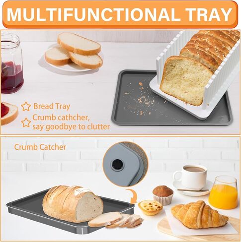 Bread Sicer for Homemade Bread, Adjustable Width Bread Slicer Guide, Foldable and Compact Bread Cutting Guide with Crumb Tray, Suitability for Homemade Bread, Bagels, Cakes in Saudi Arabia