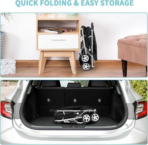 Double Pet Stroller, Foldable Stroller for 2 Dogs & Cats, Two-Seater Carrier Twin Dog Walk Jogger Travel Pet Carriage Cart with Storage, Black in Saudi Arabia